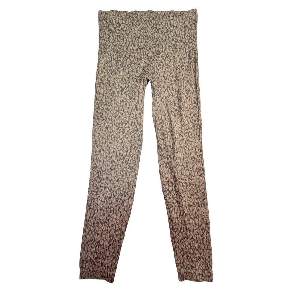 SPANX Look At Me Now Leopard Print Shaping Leggings Women's Large Tan Brown